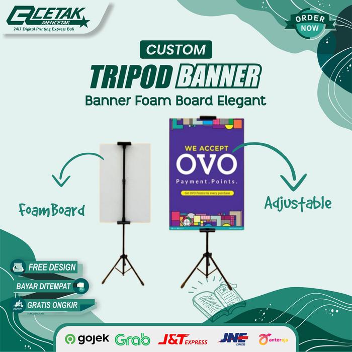 Gambar Cetak Tripod Standing Banner Foam Board Custom Promosi Adjustable - 60 x 50 cm dari CETAK MENCETAK undefined Tokopedia