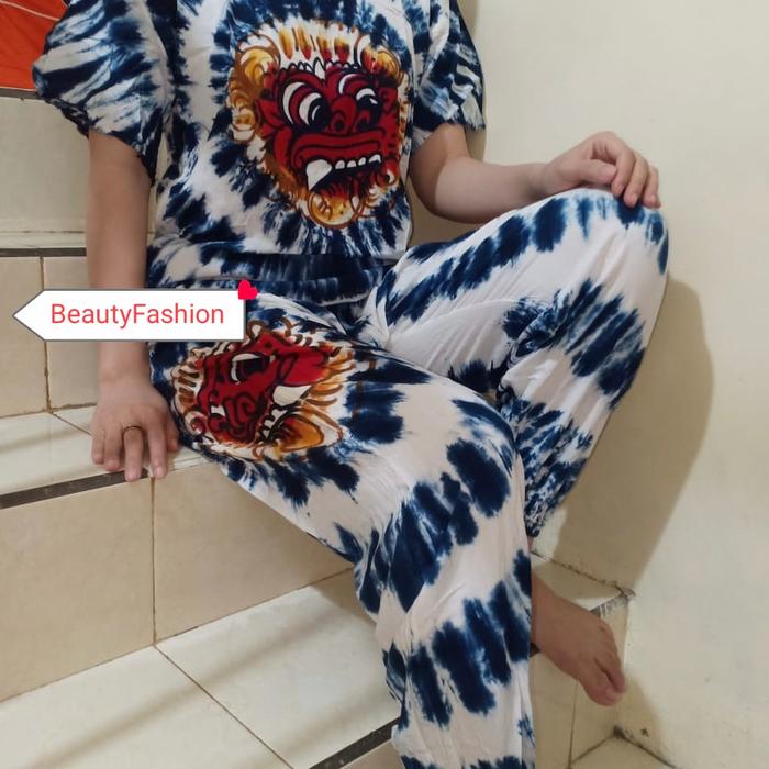 Gambar Setelan baju bali dewasa motif barong celana panjang size M-L-XL-XXL - navy, M dari Beauty_Fashion88 undefined Tokopedia