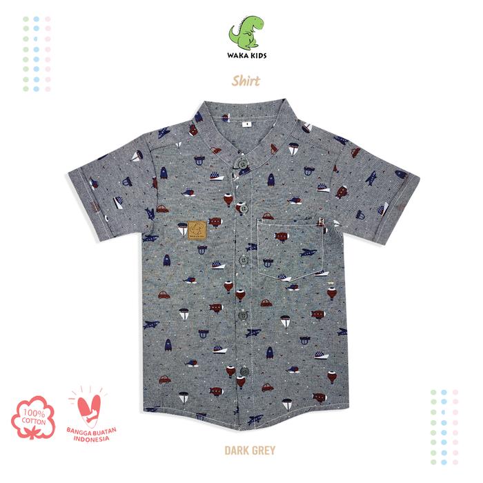 Gambar Wakakids Baju Atasan Kemeja Anak Laki Laki Usia 1-7 Tahun Shirt 4014 - Abu Tua, 3 dari Wakakids undefined Tokopedia