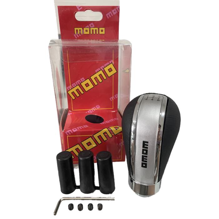 Gambar Knob Persneling / Gear shift Momo Alumunium Berlapis Kulit Universal - Silver dari Jstore Officials undefined Tokopedia