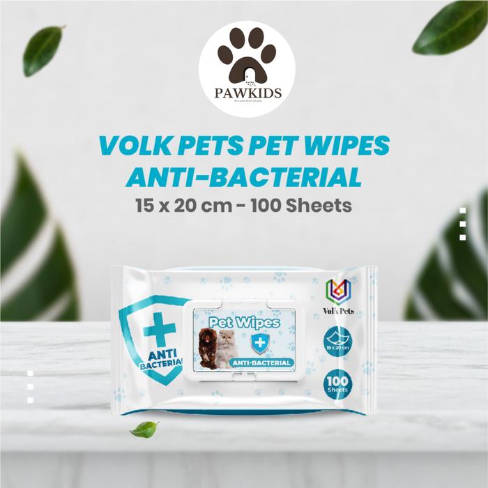 Gambar Volk Pets Wipes Isi 100pcs Tissue Basah Anjing Kucing - Anti bacterial - Anti Bacterial dari Pawkids undefined Tokopedia