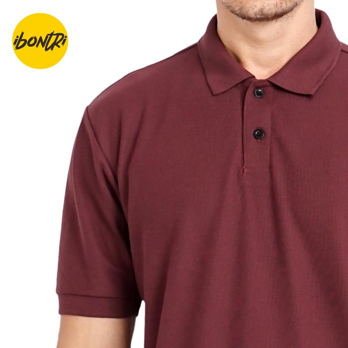 Gambar Baju Kaos Kerah Polos Pria I Kaos Polo Shirt Pria Premium IBONTRI - Burgundy, L dari ibontri undefined Tokopedia