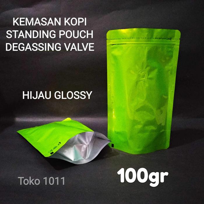 Gambar standing pouch Alumunium foil 150gr kopi +valve - Hijau dari fifi kemasan undefined Tokopedia