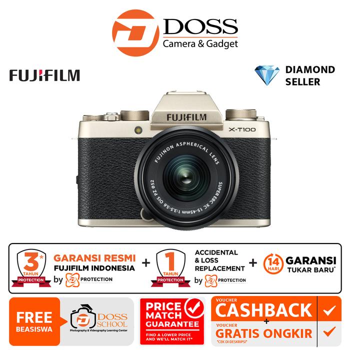 Gambar Fujifilm XT100 Kit 15-45mm (Black) - Gold dari DOSS Camera & Gadget undefined Tokopedia
