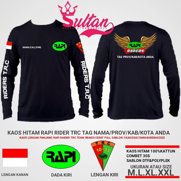 Gambar KAOS RAPI RIDERS - Hitam, S dari Kaos Sultan Mah Bebas undefined Tokopedia