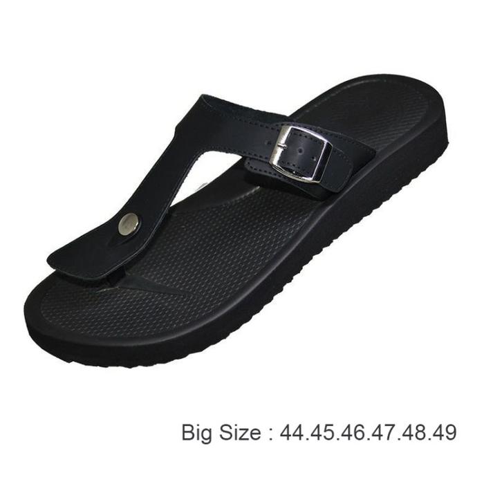 Gambar Big SIZE Sendal Pria Ukuran JUMBO 44-45-46-47-48-49 Kulit Premium ZV2 - Hitam, 44 dari ARVIAN Footwear & Fashion undefined Tokopedia