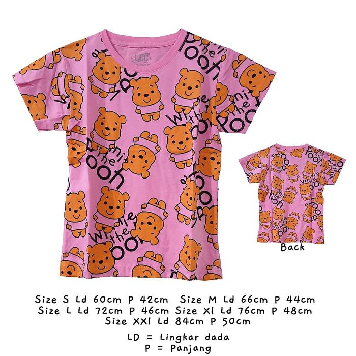 Gambar KAOS LCC COTTON COUPLE FAMILY KAOS LUCU MURAH - MODEL POOH PINK, ANAK S dari Kaoslcc.jkt undefined Tokopedia