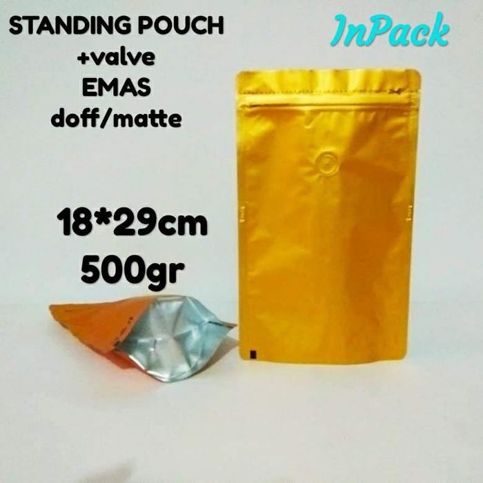 Gambar standing pouch alumunium foil 500gr kopi +valve - Emas dari fifi kemasan undefined Tokopedia