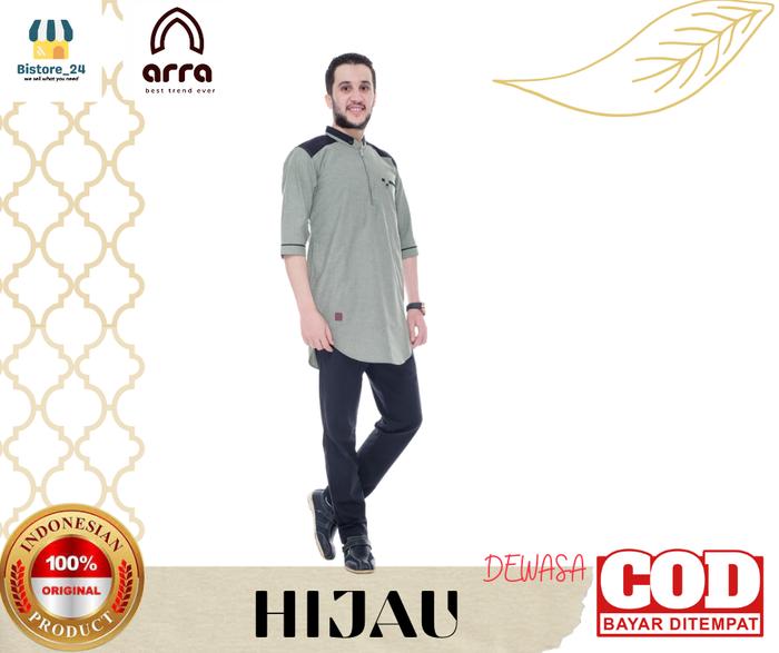 Gambar Baju Koko Muslim Dewasa Laki Laki Ghazi Lengan Pendek Kurta By Arra - Hijau, L dari BISTORE_24 undefined Tokopedia