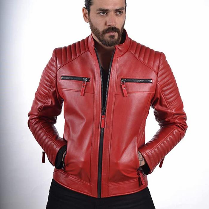 Gambar jaket kulit asli domba, jaket kulit berkualitas super asli garut - Merah, XXXL dari Alfatih jaket kulit garut undefined Tokopedia