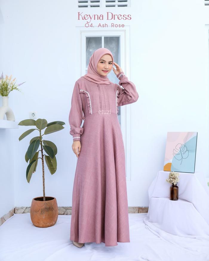 Gambar Gamis/Dress Busui Syari Keyna Bahan Linen By Etuzi - 04 Ash Rose, L dari BLACK WARTEG HIJAB undefined Tokopedia