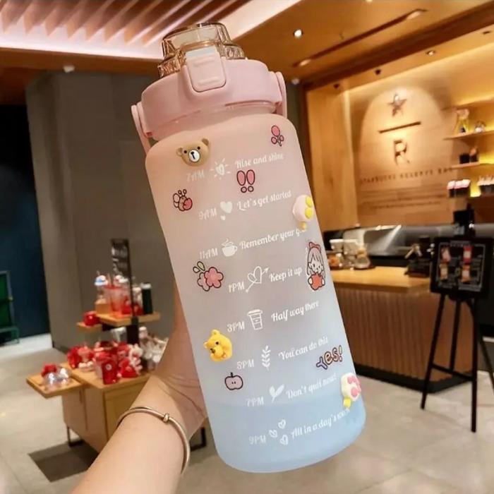 Gambar Botol Minum Viral 2 liter Bonus Stiker 2D & 3D - Pink dari Lovely Maumau undefined Tokopedia