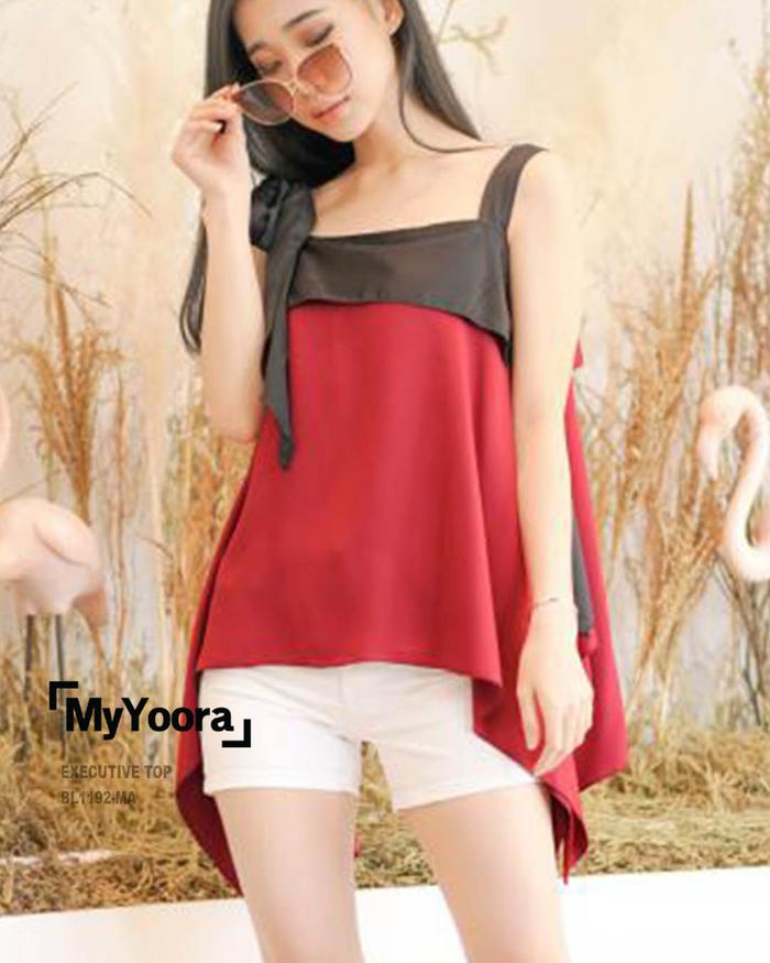 Gambar SALE! MyYoora Executive Blouse Collections Koleksi Atasan Wanita Mewah - Satin-Maroon dari MyYoora Shop undefined Tokopedia