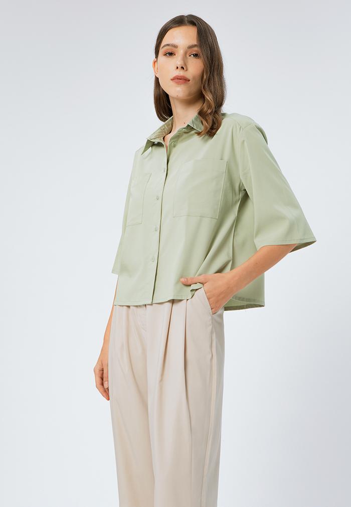 Gambar Orina Shirt Sage - SAGE, XL dari Minimal undefined Tokopedia