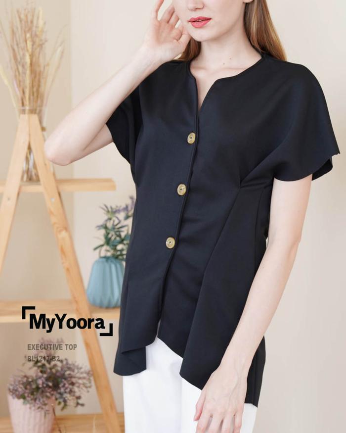Gambar SALE! MyYoora Executive Blouse Collections Koleksi Atasan Wanita Mewah - Button-Black dari MyYoora Shop undefined Tokopedia