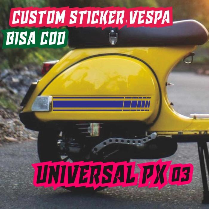 Gambar STICKER VESPA UNIVERSAL PX 03 STICKER CUTTING VESPA 2TAK STICKER MOTOR - Biru, 6.5x46.5cm dari Klamby_Project undefined Tokopedia
