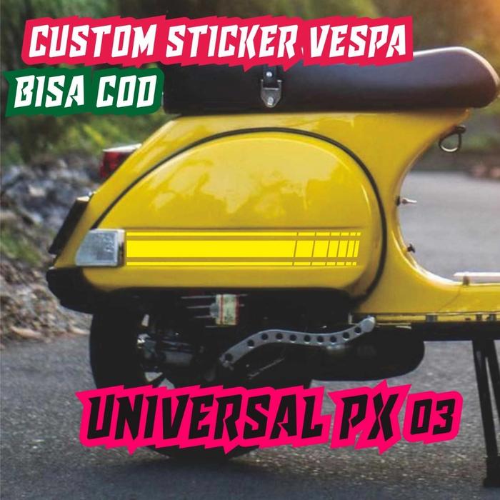 Gambar STICKER VESPA UNIVERSAL PX 03 STICKER CUTTING VESPA 2TAK STICKER MOTOR - Kuning, 6.5x46.5cm dari Klamby_Project undefined Tokopedia