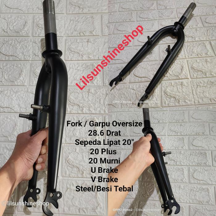 Gambar Fork Garpu Sepeda Lipat 20 Steertube Oversize Drat Rem V Brake Steel dari LilsunshineshopBikePart Kab. Jember Tokopedia