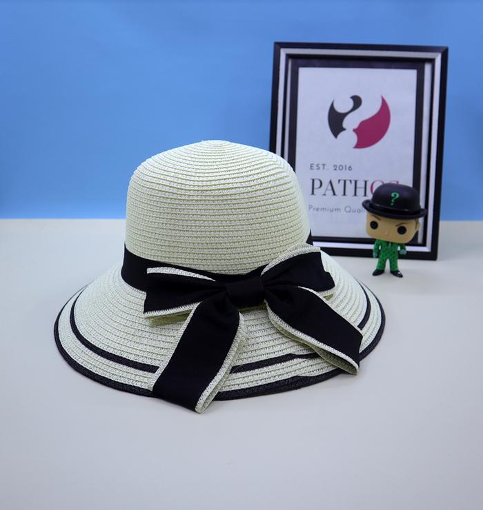 Gambar Topi Pantai Oval Bucket Pita Hitam BELLE Dewasa Import - Putih dari Pathos Shop Kab. Bandung Tokopedia