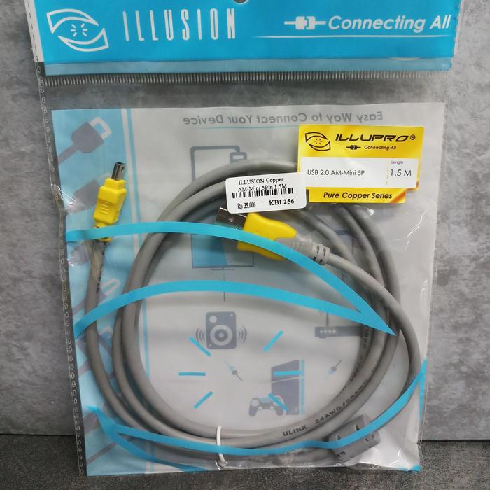 Gambar ILLUSION Kabel USB to USB Mini 5 Pin 60cm USB 2.0 AM - Mini 5P 60 cm Cable dengan Panjang 60 cm dan 1.5 m Pilihan Variasi - 1.5m dari Click & Go Tokopedia undefined Tokopedia