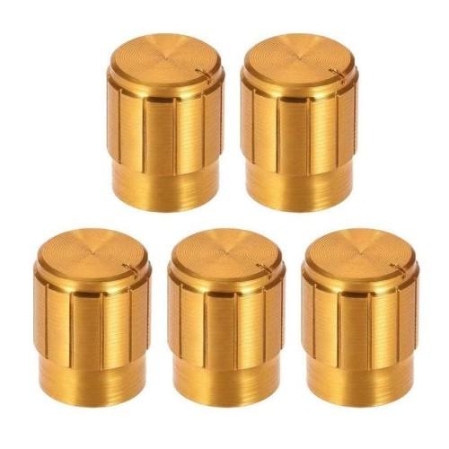 Gambar KNOB POTENSIO ALUMINIUM 14mm KNOP TUTUP POTENSIOMETER 14x17mm ec-11 - GOLD dari iSeeRobot undefined Tokopedia