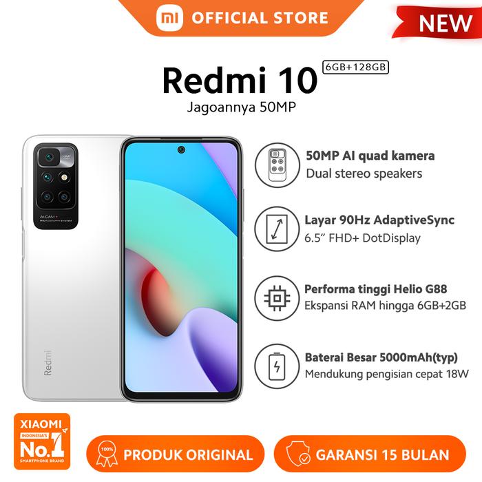 Gambar Xiaomi Official Redmi 10 2022 6/128GB Smartphone - Pebble White dari Xiaomi Indonesia undefined Tokopedia