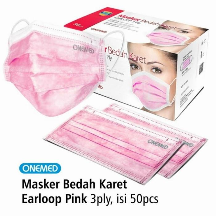 Gambar masker medis onemed 3 ply isi 50 - Merah Muda dari healthy and bright undefined Tokopedia