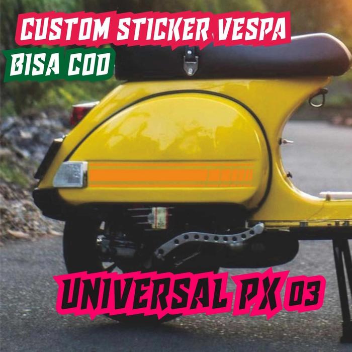 Gambar STICKER VESPA UNIVERSAL PX 03 STICKER CUTTING VESPA 2TAK STICKER MOTOR - Orange, 6.5x46.5cm dari Klamby_Project undefined Tokopedia