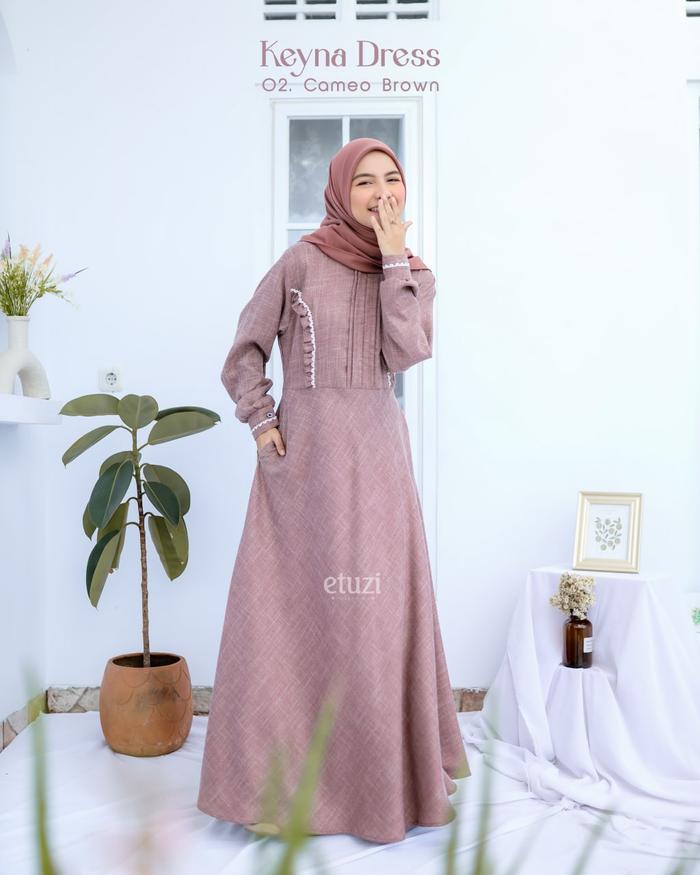 Gambar Gamis/Dress Busui Syari Keyna Bahan Linen By Etuzi - 02 Cameo Brown, XL dari BLACK WARTEG HIJAB undefined Tokopedia