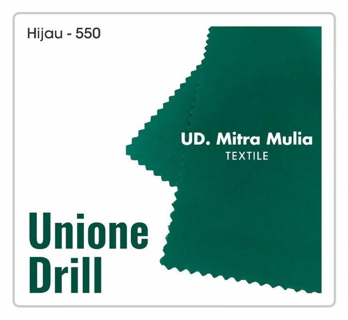 Gambar Kain Unione Drill Meteran Bahan Seragam, Kode 550 Warna Hijau Toska - 1,5M dari Mitra Mulia Texindo undefined Tokopedia