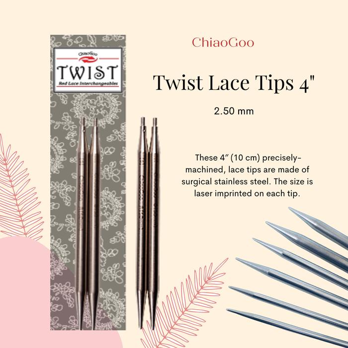 Gambar Jarum Rajut ChiaoGoo Twist Lace IC Tips 4" (10 cm) - 2.50mm dari Nofiberphobia undefined Tokopedia