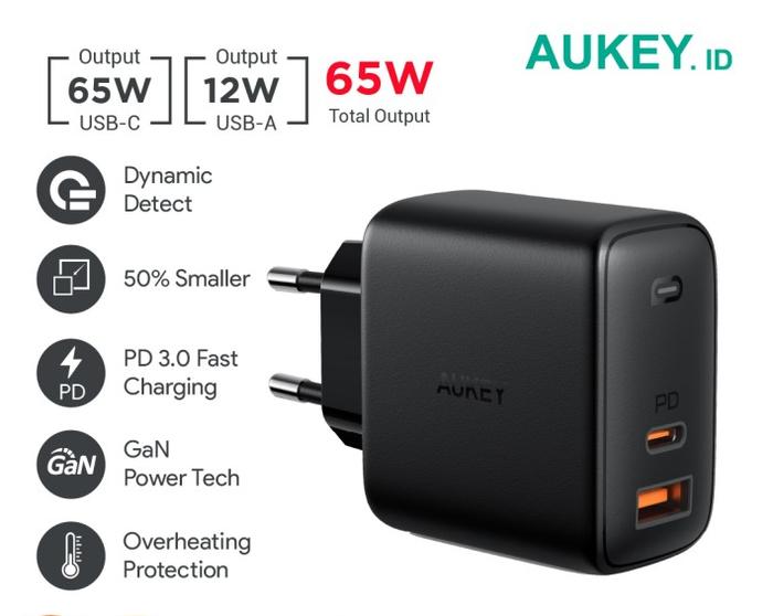 Gambar AUKEY CHARGER PA-B3 OMNIA MIX 65W 2 PORT PD CHARGER FAST FOR MAC - Hitam dari D&D-oLshop undefined Tokopedia