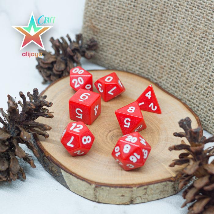 Gambar 7 Polyhedral Dices - Dadu RPG / D&D - Board Game Bits / Components - Merah dari alijaya Craft & Board Game undefined Tokopedia