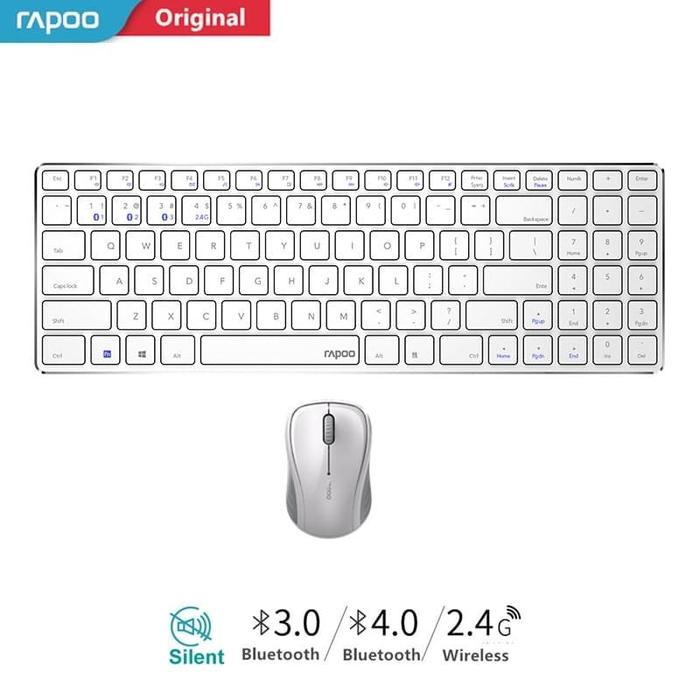 Gambar Rapoo 9060M Multi-Device Wireless Bluetooth Mouse Keyboard Combo Slim - Putih dari theawesomeboy undefined Tokopedia