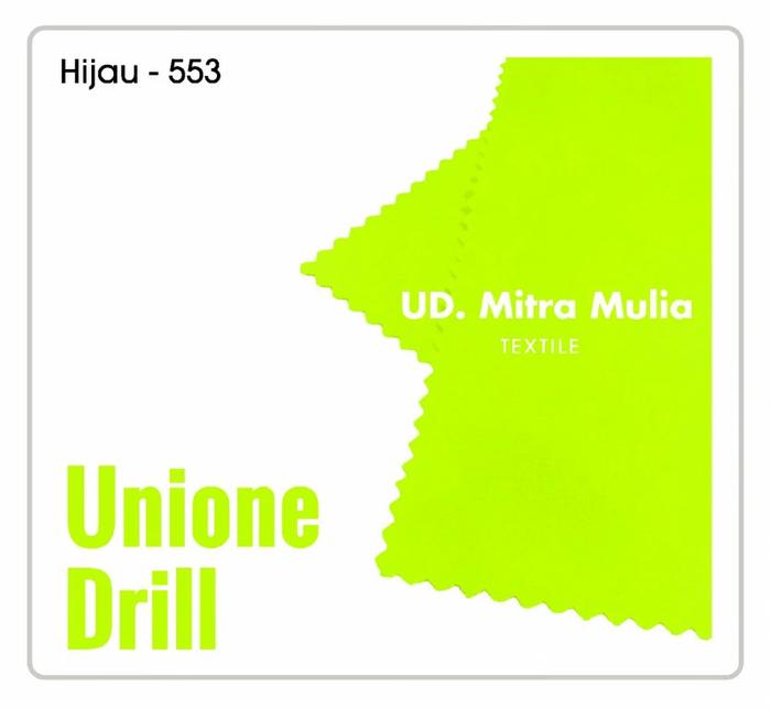 Gambar Kain Unione Drill Meteran Bahan Seragam, Kode 553 Warna Hijau Stabilo - 1,75M dari Mitra Mulia Texindo undefined Tokopedia