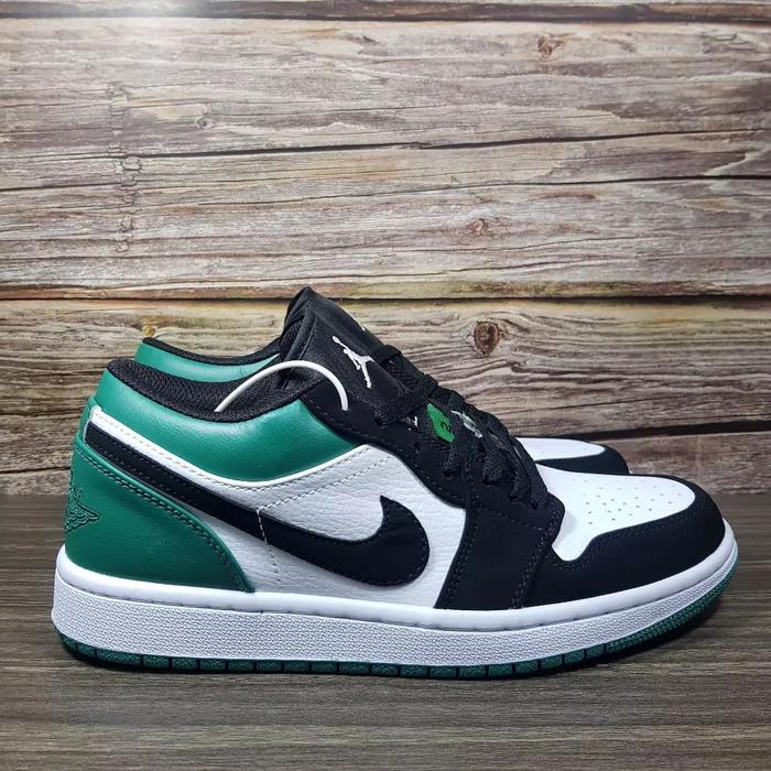 Sepatu Nike Air Jordans Green And White Low White Black Mystic