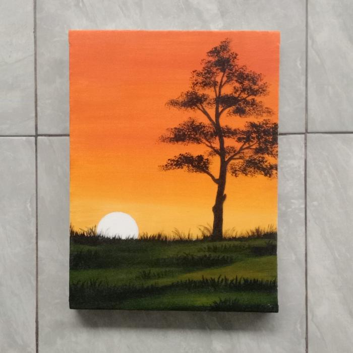 Gambar Hiasan Dinding Lukisan Minimalis Aesthetic Pemandangan Senja Pohon - POHON SENJA, 30x40 cm dari Lukistore gallery undefined Tokopedia