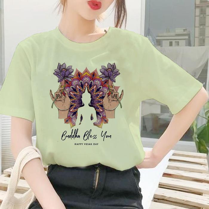 Gambar KAOS WAISAK KELUARGA | KAOS VESAK DAY | KAOS BUDDHIS WANITA - SAGE GREEN, XL dari Onestop Fashion_NEW undefined Tokopedia