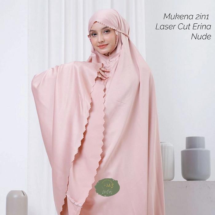Gambar Mukena Dewasa 2in1 Satin Silk Laser Cut Premium Warna Nude - ERINA - NUDE dari Feeclouds Moslem undefined Tokopedia