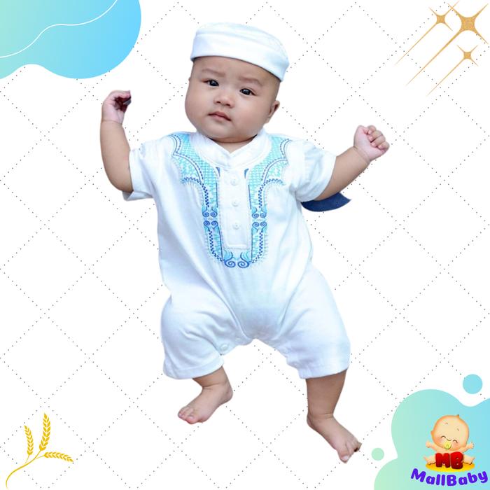 Gambar Baju Koko Bayi Romper Jumper Koko Baju Muslim Bayi Baru Lahir Aqiqah N - KDM05 Biru dari Mall-Baby undefined Tokopedia