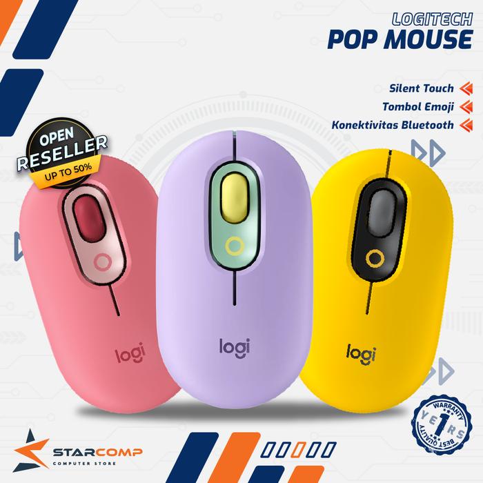 Gambar Logitech POP Mouse Wireless Bluetooth Silent and Emoji Keys dari Starcomp Origin undefined Tokopedia