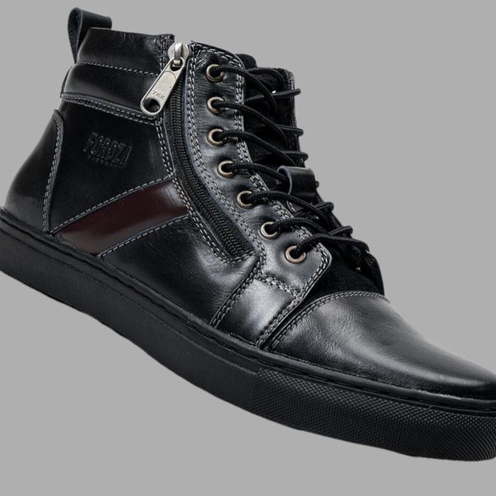 Gambar Sepatu Pria Casual Sneakers Kulit Asli Mahanta High Leather Oroginal - Hitam, 39 dari berkah official3 undefined Tokopedia
