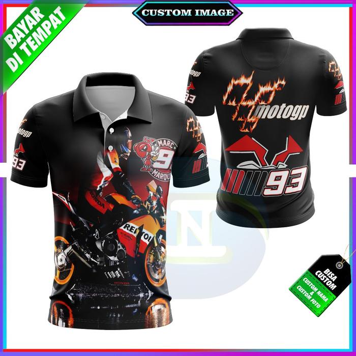 Gambar Jersey Kaos T-shirt Wangki Polo Moto GP Marc Marquez 93 Custom Keren - S, Hitam dari Nehina olshop undefined Tokopedia