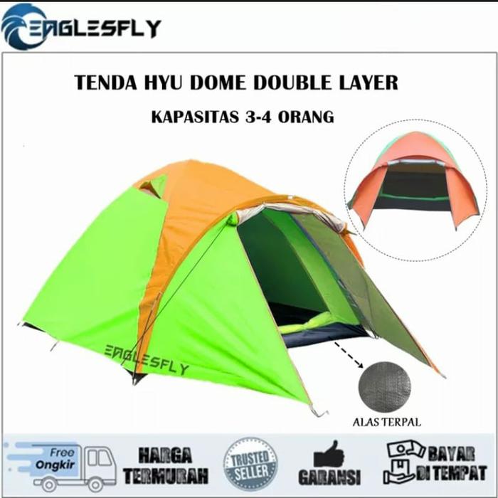 Gambar Tenda Camping Double Layer 4 Orang Hiking Tenda Kemping Dobel Doble - 4p Double Layer dari Eaglesfly_id undefined Tokopedia