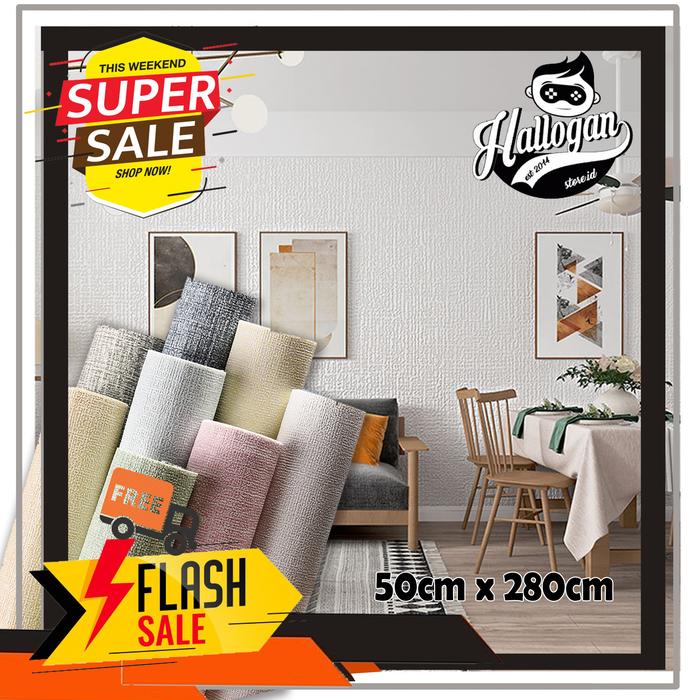Gambar Wallpaper Roll Linen / Wallpaper dinding / Dekorasi ruangan Modern - Putih dari Hallogan indonesia undefined Tokopedia