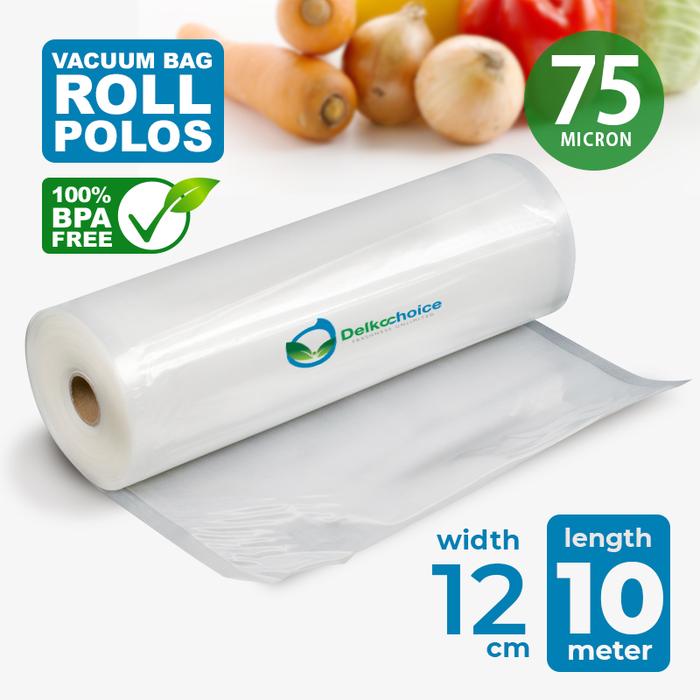 Gambar PLASTIK VAKUM ROLL POLOS | VACUUM BAG ROL | VACUM SEALER MAKANAN DELKO - Bening, 12 cm x 10 mtr dari Aneka Bungkus undefined Tokopedia