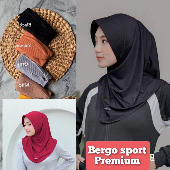 Gambar bergo sport panjang jilbab olahraga kerudung sporty hijab voly senam - Hitam, All Size dari nauradjshop undefined Tokopedia
