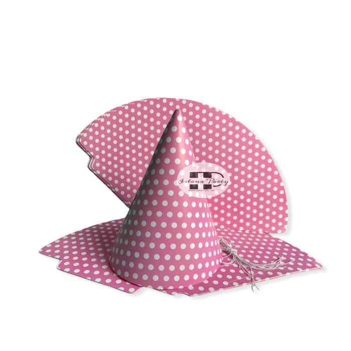 Gambar Topi ulang tahun / topi ulng tahun krucut polkadot - pink muda dari Istanaparty undefined Tokopedia