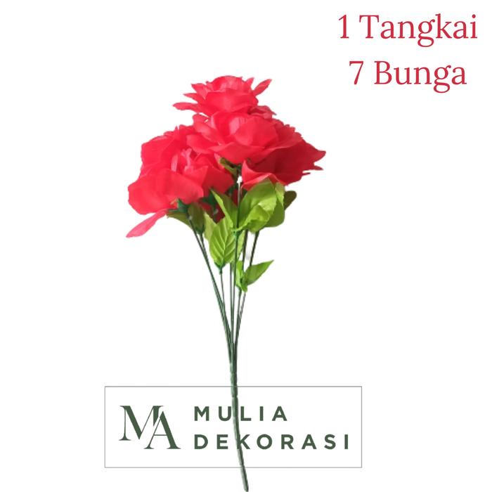 Gambar Bunga Hias Plastik Artificial 1 Tangkai 7 Bunga Dekorasi Vas Bunga - Merah dari Mulia Dekorasi undefined Tokopedia