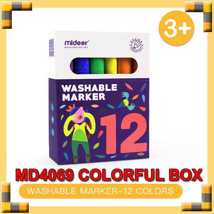 Gambar Mideer Washable Marker COLORFUL BOX Spidol Bisa Dihapus isi 12 dan 24 - MD4069 = 12PCS dari ParagonJaya undefined Tokopedia